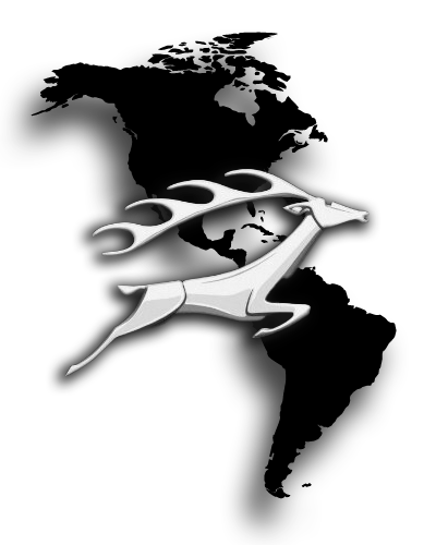 Stag on outline of Americas